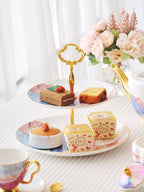 Bone China Double Dessert Plate Afternoon Tea Snack Stand