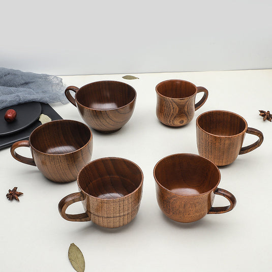 Japanese Style Vintage Handle Solid Wood Water Cup