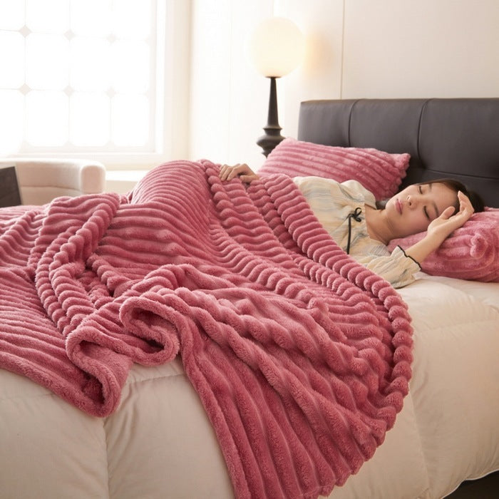 Cobertor de Veludo com Pele de Coelho Antiestático para Quarto e Sofá