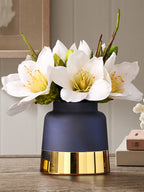 Nordic Light Luxury Frosted Gold Edge Glass Bottle Vase Decoration