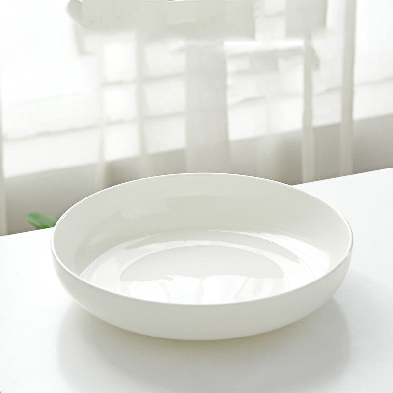 Household Pure White Simple Bone China Tableware Plate
