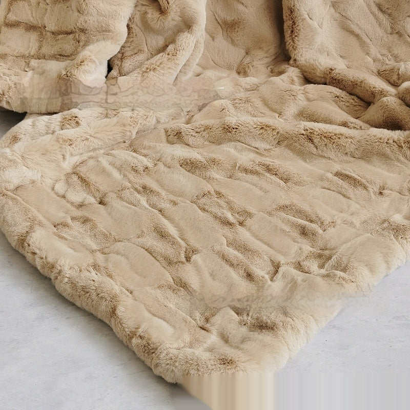 Kürk Kabartmalı Yumuşak Kanepe Battaniyesi