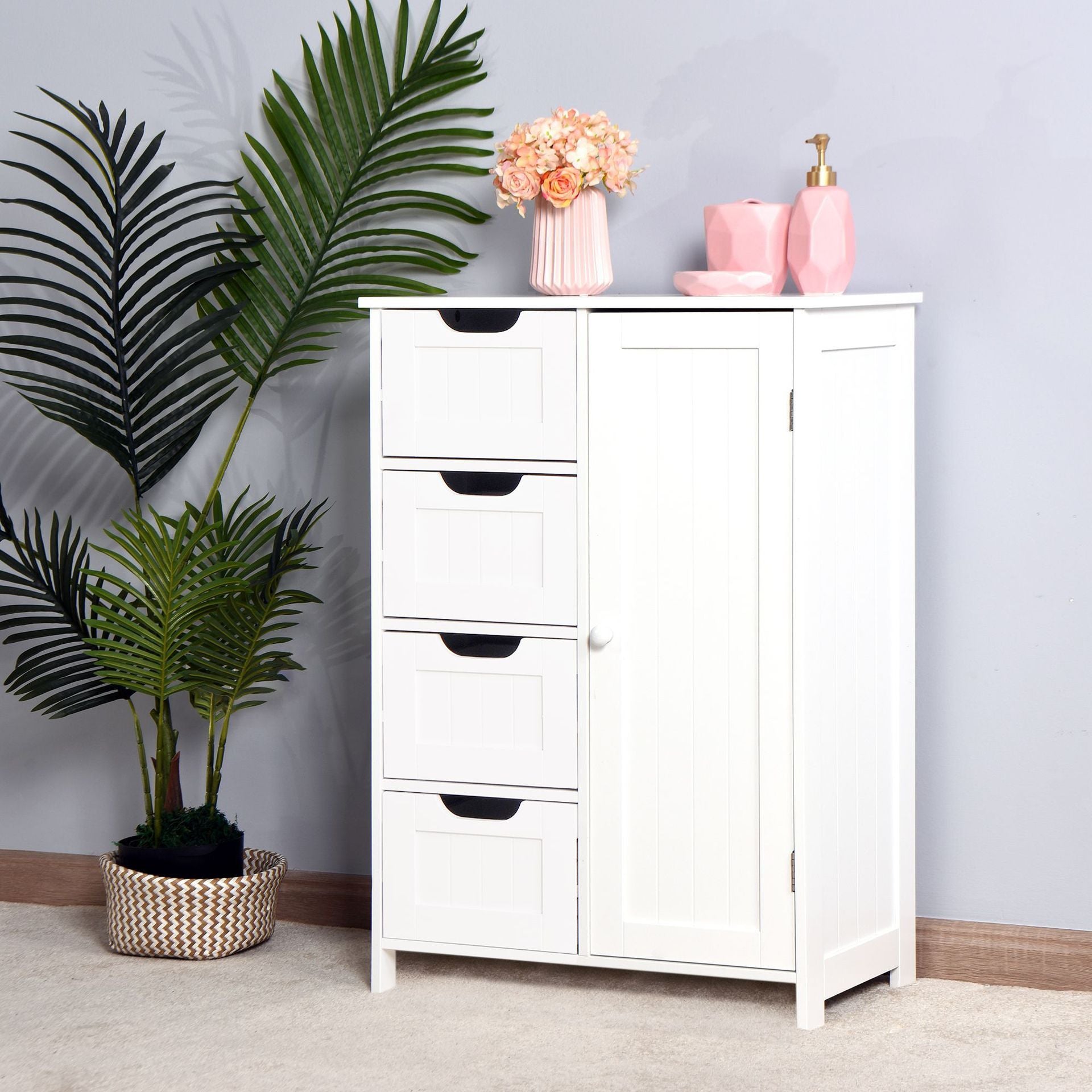 White Simple Storage Cabinet Household 4 Pumping Storage Cabinet