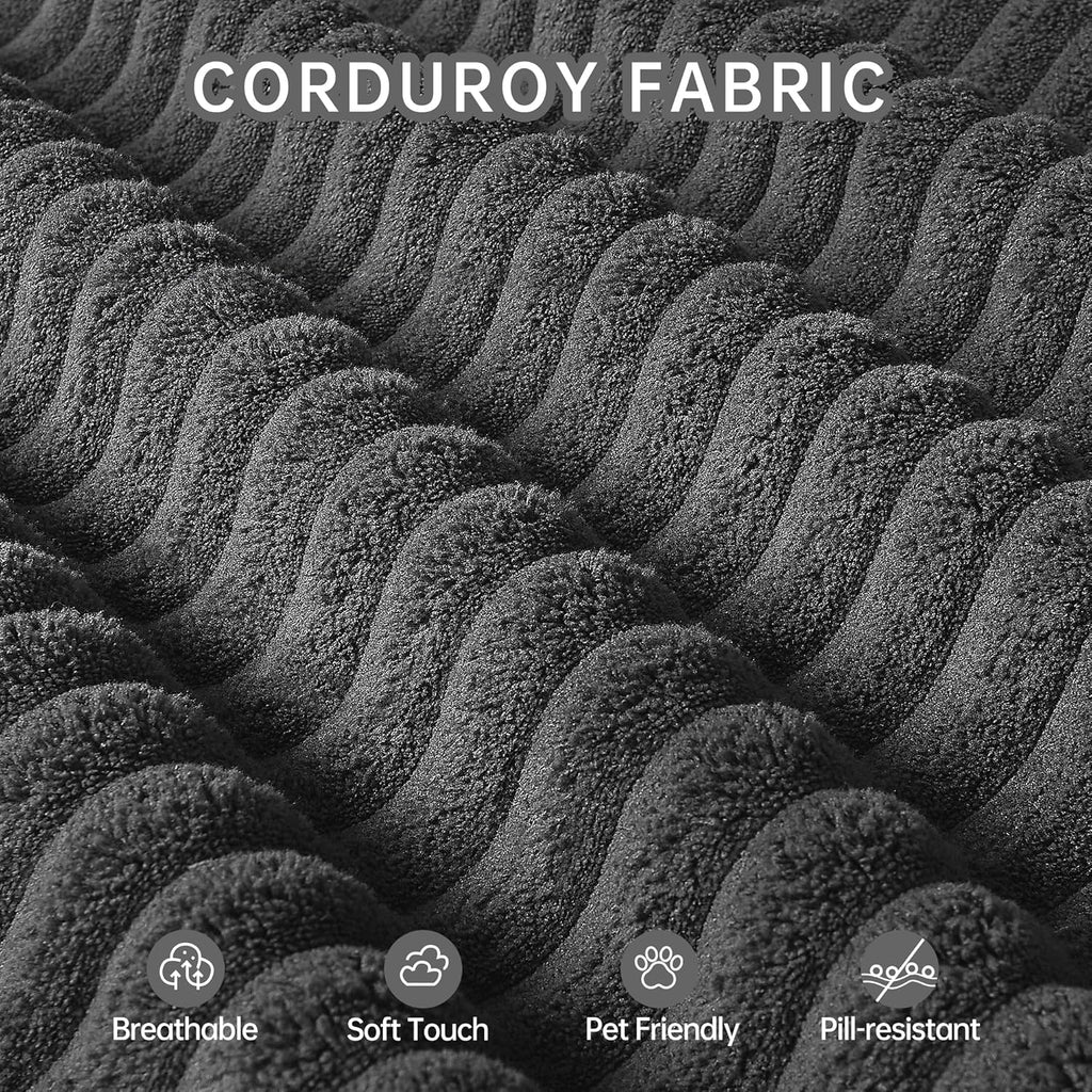 DURASPACE Cloud Sectional Couches for Living Room, Modular U-Shaped Sofa with Deep Seat, Corduroy Sleeper Sofa Bed with Memory Foam, No Assembly Required (Gray)