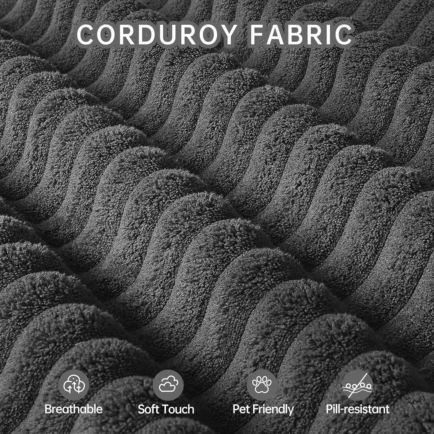 DURASPACE Cloud Sectional Couches for Living Room, Modular U-Shaped Sofa with Deep Seat, Corduroy Sleeper Sofa Bed with Memory Foam, No Assembly Required (Gray)