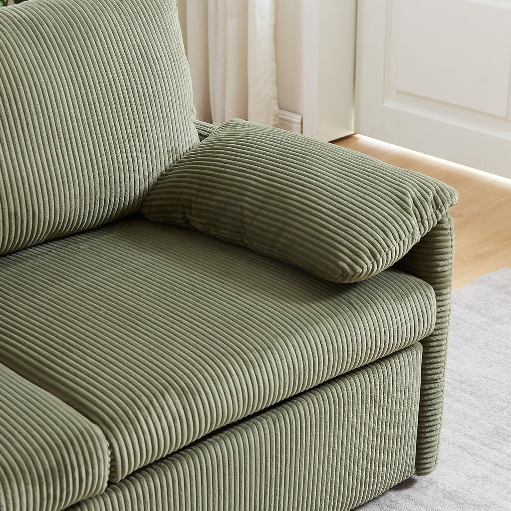 Eafurn 3 in 1 Convertible Pull Out Sleeper Sofa Couch Bed Queen Size, Corduroy Pullout Lounge Loveseat RV Sofa&Couches Sofabed with Soft Pillows Armrest,Side Pockers for Living Room Apartment