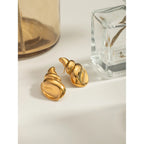 トレンディな18kゴールドメッキステンレススチールステレオ光沢コンクシェルピアス女性用防水ファッション高級ゴールデンジュエリーギフト