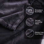 Couverture chauffante électrique DUODUO 72"x84" en polaire corail chaude avec 4 réglages de chaleur et arrêt automatique de 10 heures Protection contre la surchauffe - Gris 