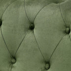 Tufted Velvet Sofa Couch for Living Room, Rolled Arm 3-Seater Sofa Couch with Nailhead Trim and 2 Neck Roll Pillows, Small Apartment Chesterfield Sofa Green