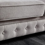 Chesterfield Sofa, 89" Mid Century Modern Loveseat Sofa in Linen Fabric, 3 Seater Couch for Small Spaces, Classic Couch for Bedroom, Living Room and Office, Light Grey