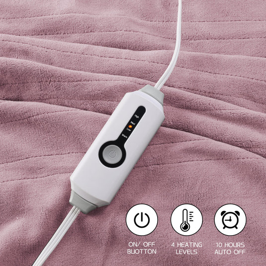 Electric Heated Blanket 72"x84" Full Size, Soft Coral Fleece with 4 Heating Levels and 10 Hours Auto-Off, Machine Washable, Cozy Plush Fabric for Home, Dark Gray