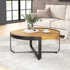 Christopher Knight Home Tracy Outdoor Modern Industrial Acacia Wood Coffee Table, Teak Finish, Black