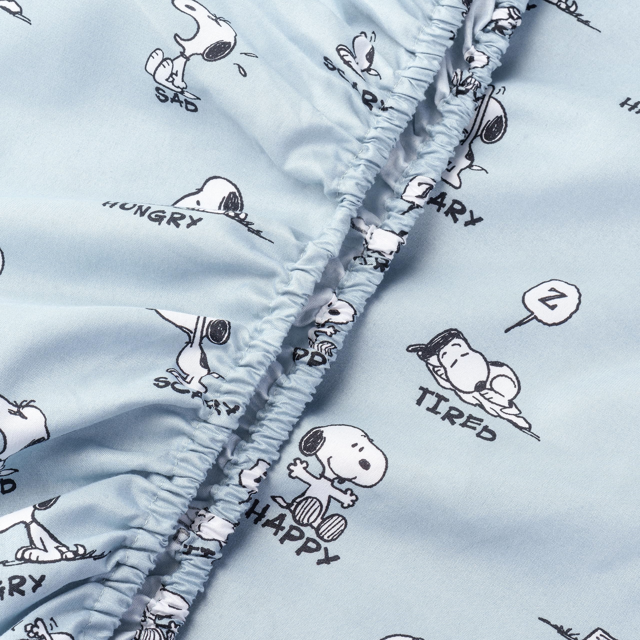 Zestaw pościeli Berkshire Blanket Peanuts® dla dzieci, rozmiar pełny - 4 części, Peanuts® mini pozy i łapy szare, urocze postacie Snoopy nadrukowane na miękkich mikrofibrowych prześcieradłach