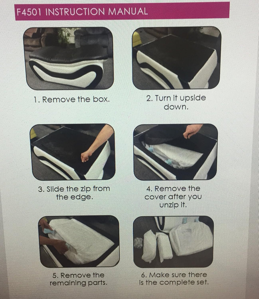 Beverly Fine Furniture 3 Piece Aldo Modern Sofa Set, Black/White