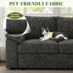 108 Inch Sectional Sleeper Sofa with Pull Out Bed, U Shaped 7 Seat Modular Sectional Sofa with Storage, Sectional Couches for Living Room, Cloud Modular Couch, Removable Sofa Cover, Dark Grey