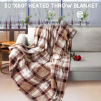 Couverture chauffante électrique DUODUO 72"x84" en polaire corail chaude avec 4 réglages de chaleur et arrêt automatique de 10 heures Protection contre la surchauffe - Gris 