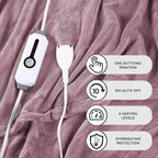 Couverture chauffante électrique DUODUO 72"x84" en polaire corail chaude avec 4 réglages de chaleur et arrêt automatique de 10 heures Protection contre la surchauffe - Gris 