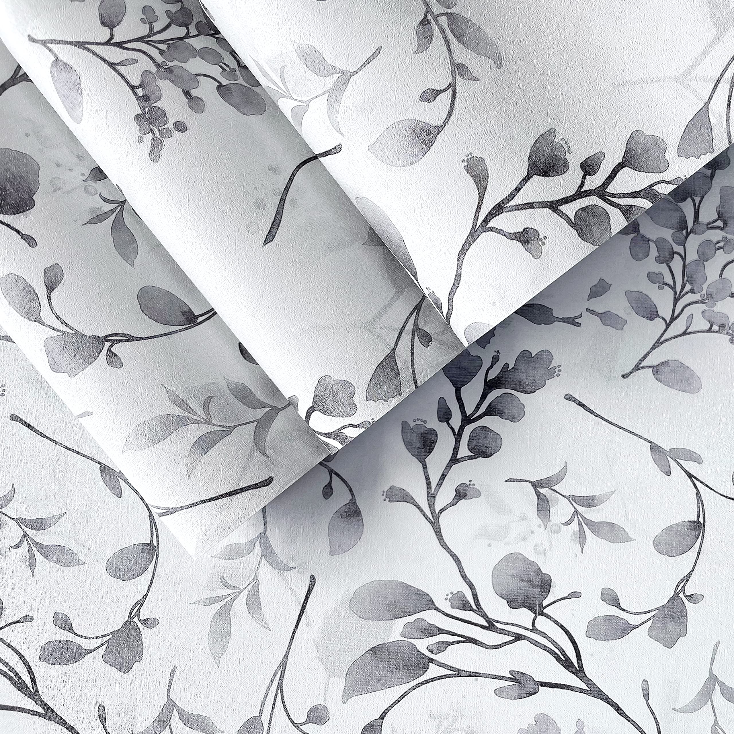 Orainege Gray Floral Wallpaper Peel and Stick Wallpaper Self Adhesive Floral Contact Paper Waterproof 17.7 in ×118.1 in Removable Wallpaper for Bedroom Bathroom Cabinets Decor - Grand Goldman
