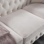 ERYE Clasic Chesterfield 3 Seaters Sofa Couch Luxury Roller Armrest,Special Soild Wood Legs, Linen Fabric Upholstered Button Tufted Sofa&Couch with Removable Cushions & Nailhead Decor