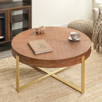 Tempered Glass Round Coffee Table, 32.3" Modern Acrylic Legs Circle Coffee Table for Living Room