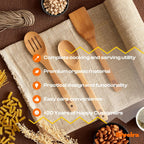 Riveira Dark Bamboo Wooden Spoons for Cooking 3-Piece, Apartment Essentials Wood Spatula Spoon Nonstick Kitchen Utensil Set Premium Quality Housewarming Gifts for Everyday Use