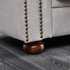 Chesterfield Sofa, 89" Mid Century Modern Loveseat Sofa in Linen Fabric, 3 Seater Couch for Small Spaces, Classic Couch for Bedroom, Living Room and Office, Light Grey