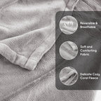Couverture chauffante électrique DUODUO 72"x84" en polaire corail chaude avec 4 réglages de chaleur et arrêt automatique de 10 heures Protection contre la surchauffe - Gris 