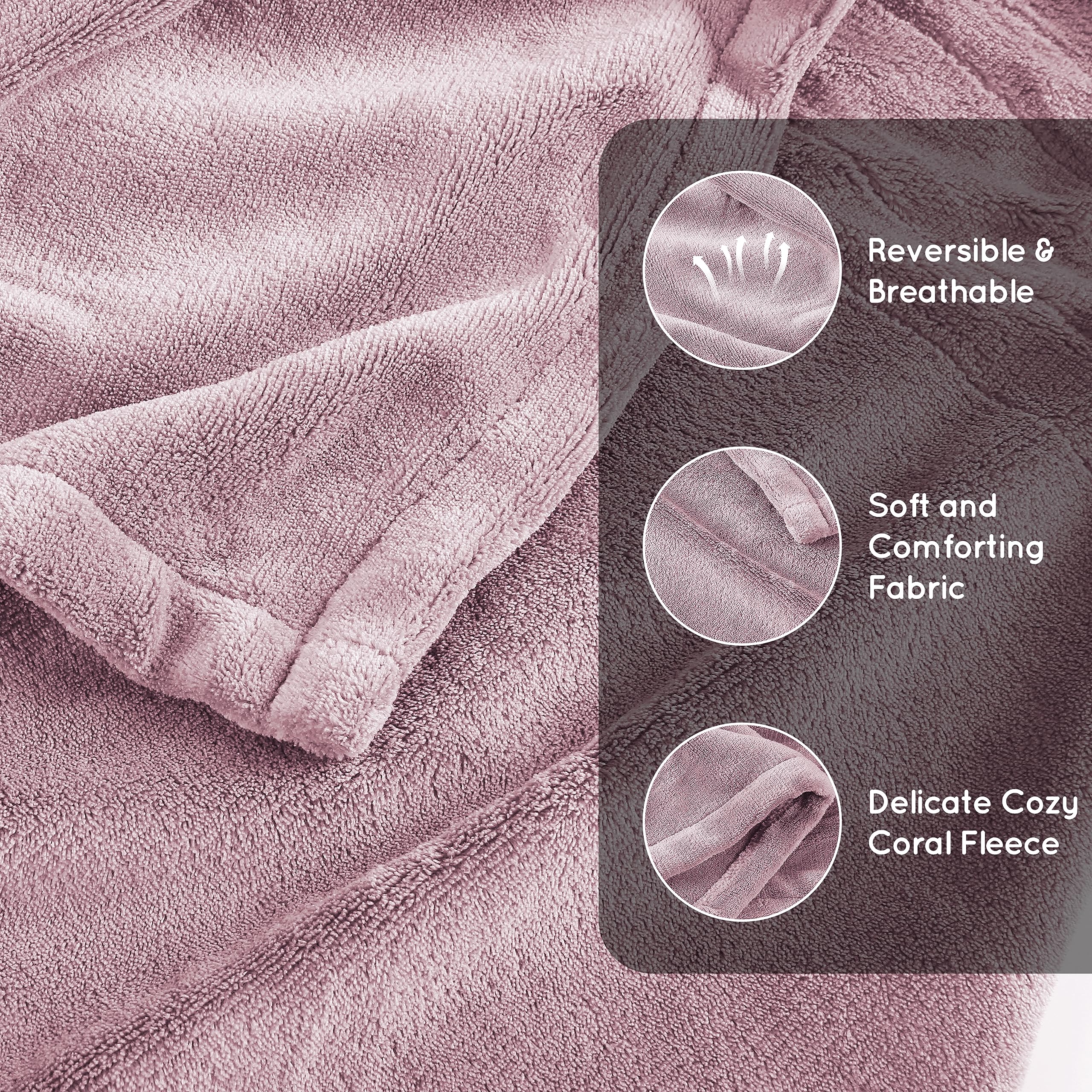 Couverture chauffante électrique DUODUO 72"x84" en polaire corail chaude avec 4 réglages de chaleur et arrêt automatique de 10 heures Protection contre la surchauffe - Gris 