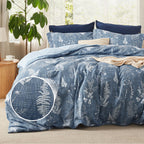 Bedsure Duvet Cover Queen Size - Reversible Floral Duvet Cover Set with Zipper Closure, Green Bedding Set, 3 Pieces, 1 Duvet Cover 90"x90" with 8 Corner Ties and 2 Pillow Shams 20"x26" - Grand Goldman