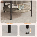 Small Round Coffee Table with Fluted Panel, Lift Top Coffee Table with Hidden Compartment and Open Shelf, Modern Lift Tabletop Dining Central Table for Living Room, Home Office, Grey