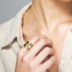 Zora Wide Band Ring 18K Gold Plated Stainless Steel Minimalist Twisted Crossed Lines Waterproof Chic Office Jewelry