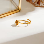 Zora Delicate Rose Flower Ring 18K guldbelagt rustfrit stål Justerbar stabelring Søde gavesmykker