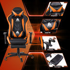 AA Products Gaming Chair Ergonomic High Back Computer Racing Chair Adjustable Office Chair with Footrest, Lumbar Support Swivel Chair - BlackOrange - Grand Goldman
