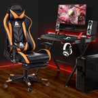 AA Products Gaming Chair Ergonomic High Back Computer Racing Chair Adjustable Office Chair with Footrest, Lumbar Support Swivel Chair - BlackOrange - Grand Goldman