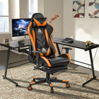 AA Products Gaming Chair Ergonomic High Back Computer Racing Chair Adjustable Office Chair with Footrest, Lumbar Support Swivel Chair - BlackOrange - Grand Goldman