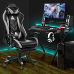 AA Products Gaming Chair Ergonomic High Back Computer Racing Chair Adjustable Office Chair with Footrest, Lumbar Support Swivel Chair - BlackOrange - Grand Goldman