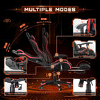 AA Products Gaming Chair Ergonomic High Back Computer Racing Chair Adjustable Office Chair with Footrest, Lumbar Support Swivel Chair - BlackOrange - Grand Goldman