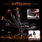 AA Products Gaming Chair Ergonomic High Back Computer Racing Chair Adjustable Office Chair with Footrest, Lumbar Support Swivel Chair - BlackOrange - Grand Goldman