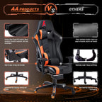 AA Products Gaming Chair Ergonomic High Back Computer Racing Chair Adjustable Office Chair with Footrest, Lumbar Support Swivel Chair - BlackOrange - Grand Goldman