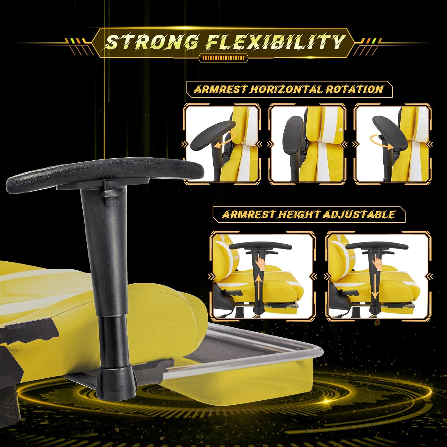 AA Products Gaming Chair Ergonomic High Back Computer Racing Chair Adjustable Office Chair with Footrest, Lumbar Support Swivel Chair - Black - Grand Goldman