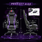 AA Products Gaming Chair Ergonomic High Back Computer Racing Chair Adjustable Office Chair with Footrest, Lumbar Support Swivel Chair - Black - Grand Goldman