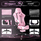AA Products Gaming Chair Ergonomic High Back Computer Racing Chair Adjustable Office Chair with Footrest, Lumbar Support Swivel Chair - Black - Grand Goldman
