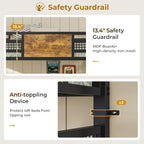 ADORNEVE Loft Bed Twin Size with L-Shaped Desk, LED Lights,Charging Station, Twin Metal Loft Bed Frame with Fabric Drawers & Shelve, 13.4" H Safety Guardrail, No Box Spring Needed, Black - Grand Goldman