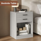 ADORNEVE Nightstands Set of 2,Grey Nightstand with Charging Station & Drawers,Night Stands for Bedrooms Set of 2 - Grand Goldman