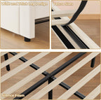 ADORNEVE Twin Bed Frame with RGB LED Lights, Princess Bed Frame with Adjustable Crystal Button Headboard, Velet Upholstered Platform Bed for Girls, Solid Wooden Slats, Easy Assembly, Creamy White - Grand Goldman