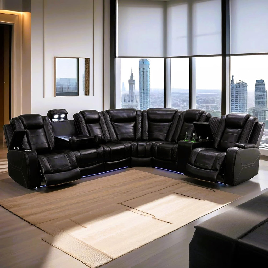 AJI Power Recliner Living Room Set with LED for Living Room, Dormitory, Guest House, Playroom, Airbnb,Apartment - Grand Goldman