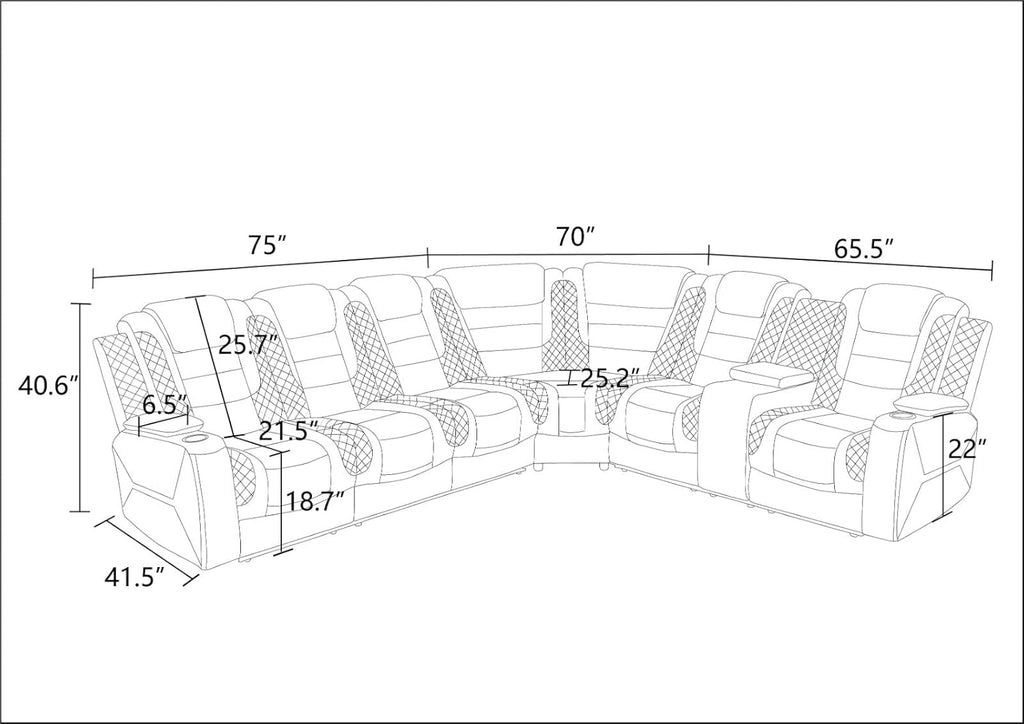 AJI Power Recliner Living Room Set with LED for Living Room, Dormitory, Guest House, Playroom, Airbnb,Apartment - Grand Goldman