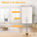 AKASUKI Table Lamp for Bedroom, 3 Way Dimmable Touch Lamp with Dual Charging Station, Small Bedside Lamps for Night Stands, Living Room, Office(LED Bulb Included) - Grand Goldman