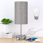 AKASUKI Table Lamp for Bedroom, 3 Way Dimmable Touch Lamp with Dual Charging Station, Small Bedside Lamps for Night Stands, Living Room, Office(LED Bulb Included) - Grand Goldman