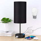 AKASUKI Table Lamp for Bedroom, 3 Way Dimmable Touch Lamp with Dual Charging Station, Small Bedside Lamps for Night Stands, Living Room, Office(LED Bulb Included) - Grand Goldman